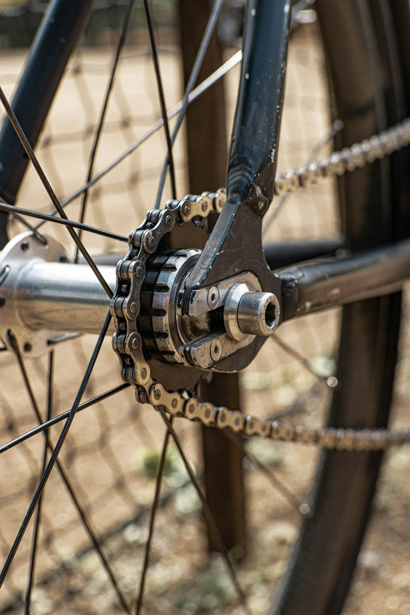 Nahaufnahme einer geschmierten Fahrradkette