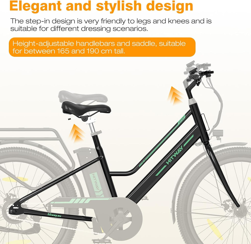 HITWAY E Bike 27,5 Zoll E-Citybike Mit 36V13Ah Akku Pedelec Für Damen 50-100Km Reichweite 250W Motor Stvzo-Zulassung E-Bike Tiefeinstieg