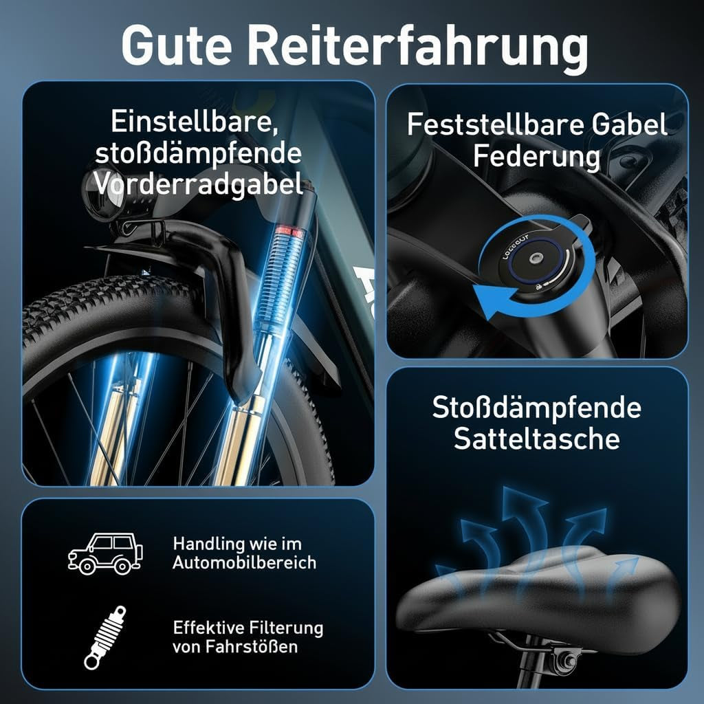 Eleglide E-Bike 26" Mit 7-Gang Schaltung 250W Motor 10Ah Akku Höchstgeschwindigkeit 25Km/H