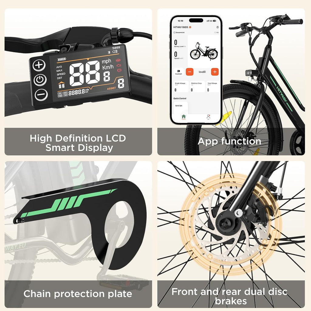 HITWAY E Bike 27,5 Zoll E-Citybike Mit 36V13Ah Akku Pedelec Für Damen 50-100Km Reichweite 250W Motor Stvzo-Zulassung E-Bike Tiefeinstieg