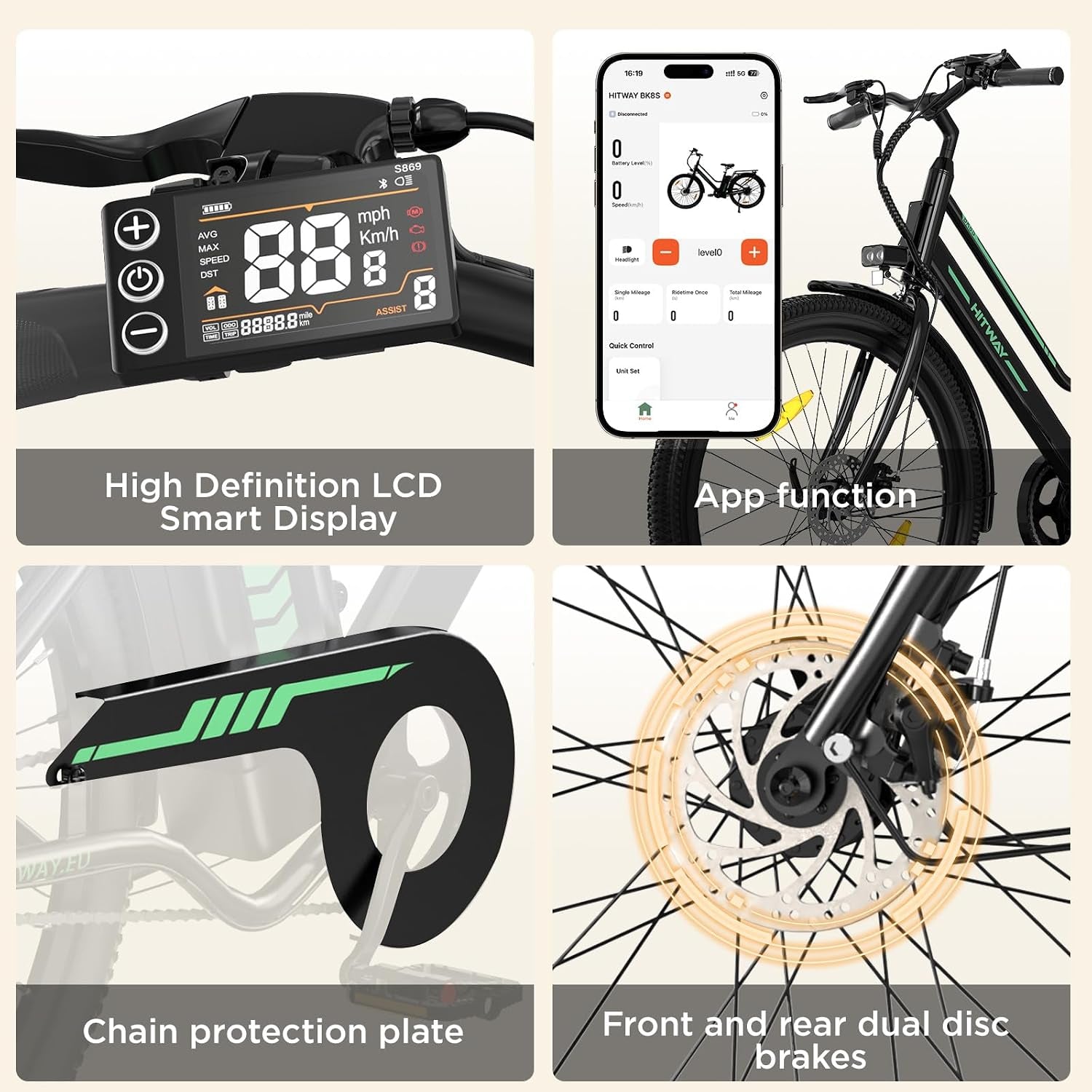 HITWAY E Bike 27,5 Zoll E-Citybike Mit 36V13Ah Akku Pedelec Für Damen 50-100Km Reichweite 250W Motor Stvzo-Zulassung E-Bike Tiefeinstieg