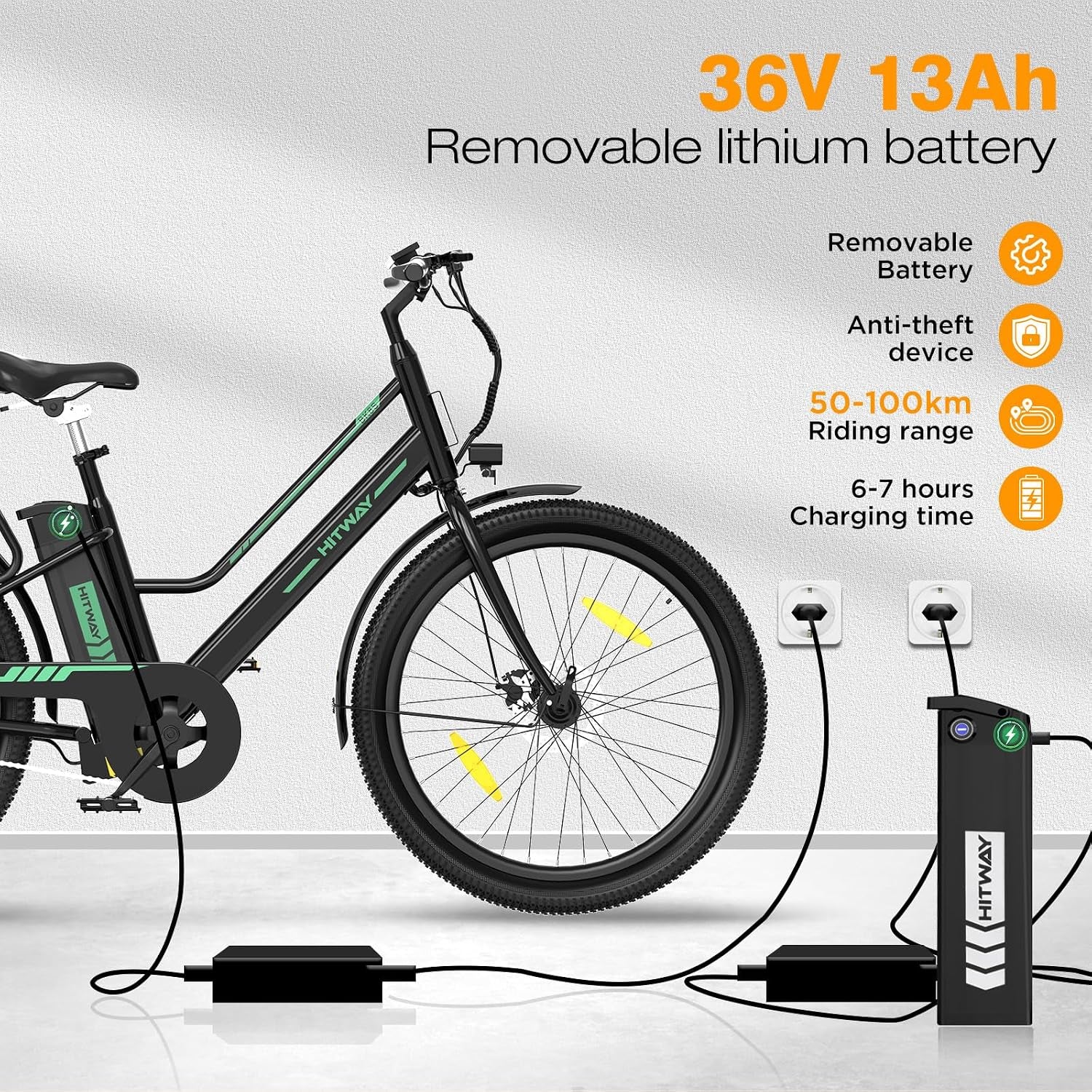 HITWAY E Bike 27,5 Zoll E-Citybike Mit 36V13Ah Akku Pedelec Für Damen 50-100Km Reichweite 250W Motor Stvzo-Zulassung E-Bike Tiefeinstieg