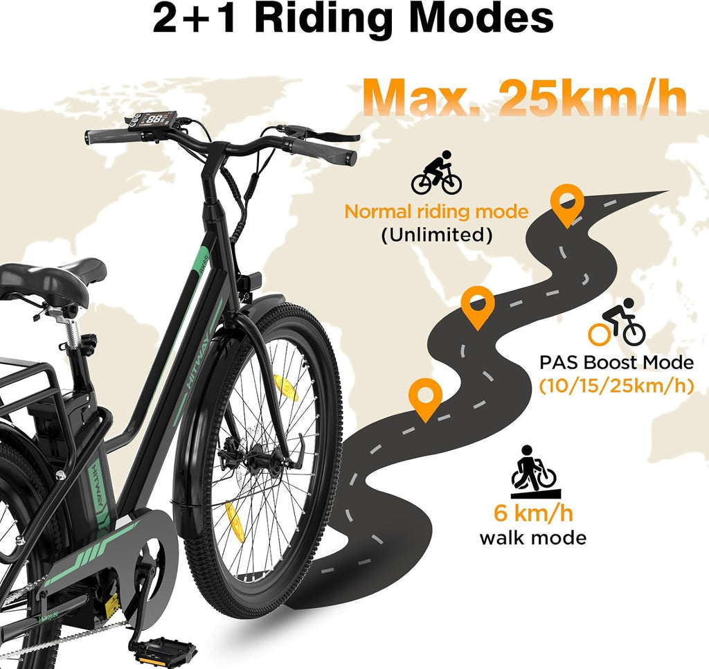 HITWAY E Bike 27,5 Zoll E-Citybike Mit 36V13Ah Akku Pedelec Für Damen 50-100Km Reichweite 250W Motor Stvzo-Zulassung E-Bike Tiefeinstieg