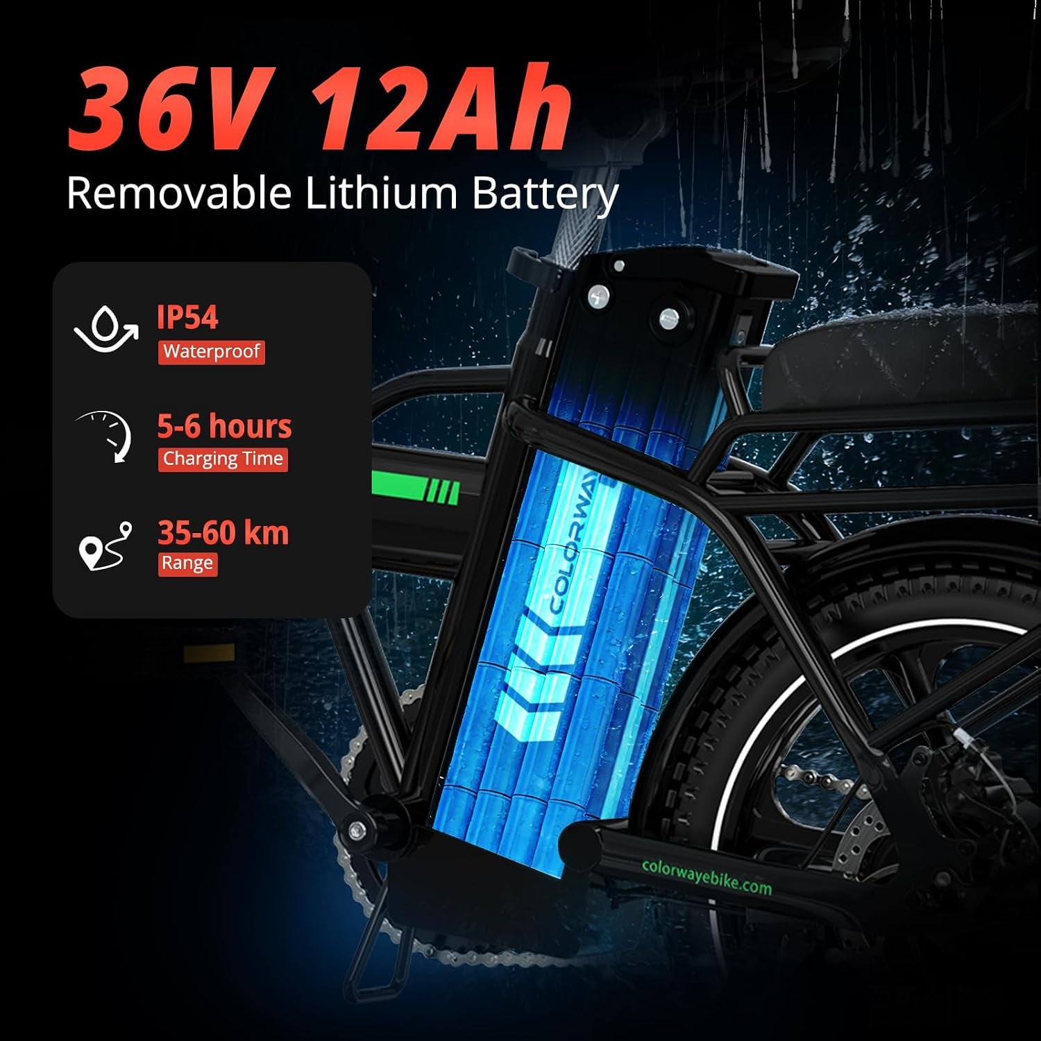 COLORWAY E Bike, Klapprad E-Fahrrad 16 Zoll, 36V 12Ah Herausnehmbarem Lithium-Akku, 250W Motor, Mini-E-Bike Mit 35-60Km Reichweite Für Erwachsene & Jugend