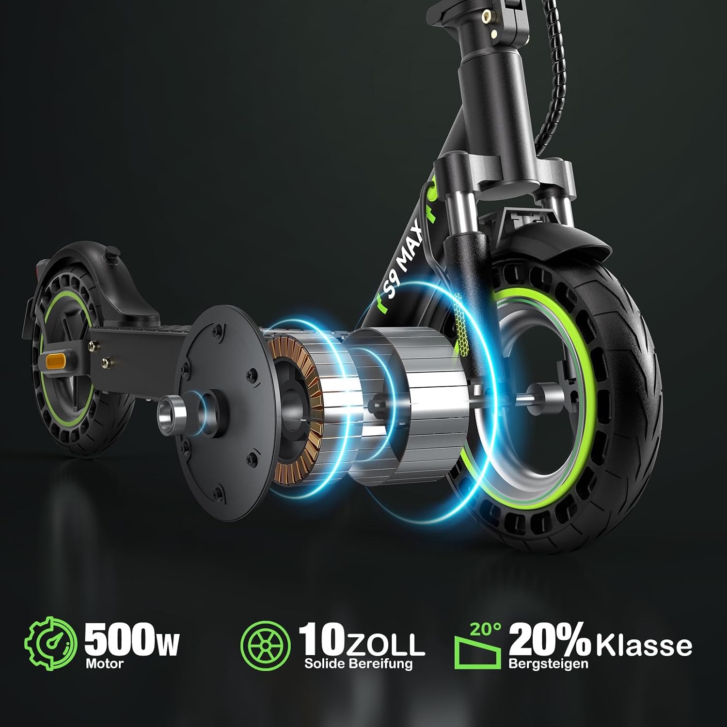 Elektroroller Mit Straßenzulassung, E Scooter Mit 10Ah Batterie Bis 40KM Reichweite, 10 Zoll E Roller, Erwachsene Elektro Scooter Bis 120Kg Und Stoßdämpfung，Ideal Für Pendler