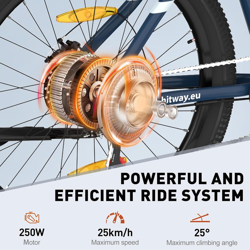 HITWAY E Bike 27,5" Elektrofahrrad E-Mountainbike Mit 250W Motor, 36V13AH Abnehmbaren Akku Bis Zu 60-100Km E-Fahrrad, 7 Gänge Pedelec Ebike Mit Stvzo
