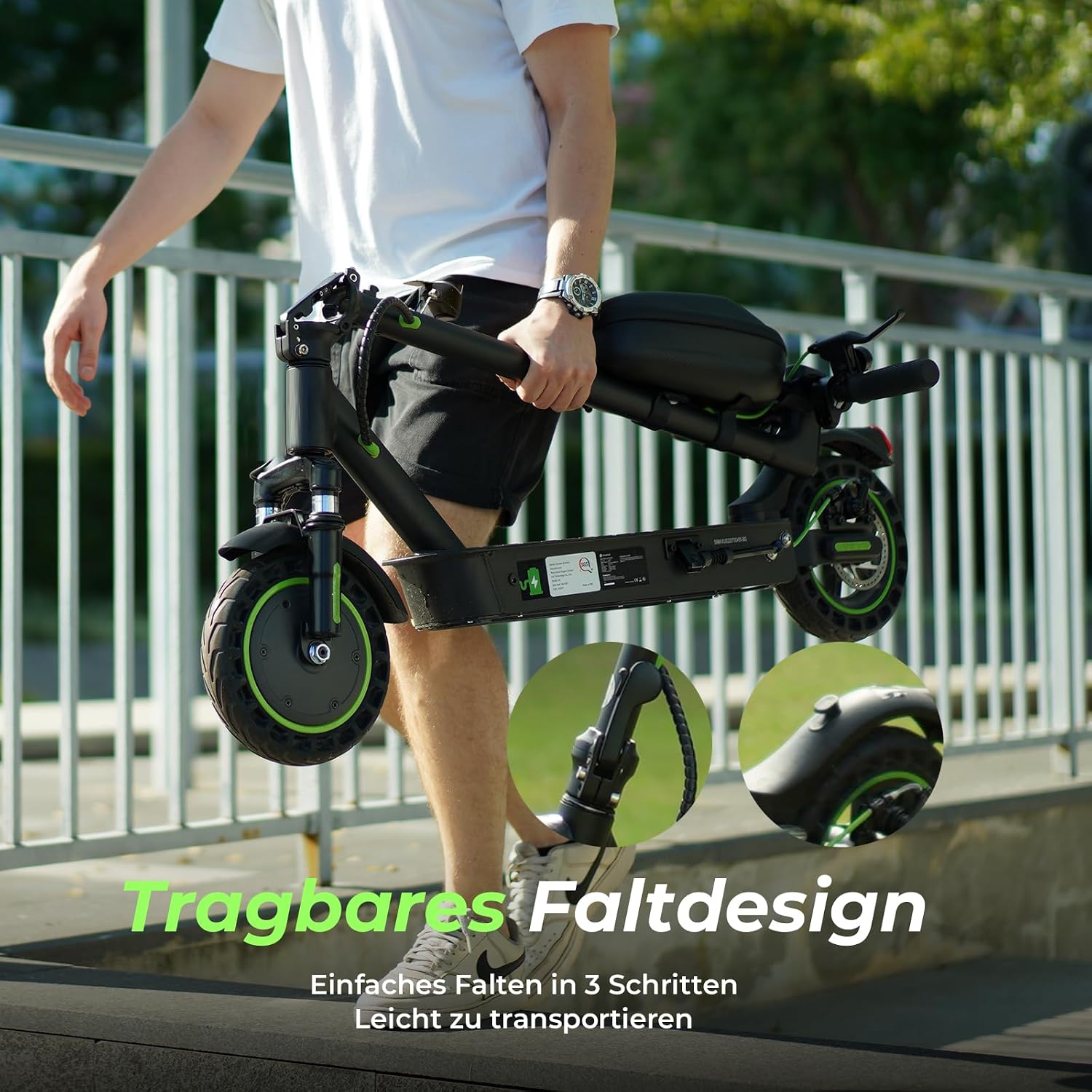 Elektroroller Mit Straßenzulassung, E Scooter Mit 10Ah Batterie Bis 40KM Reichweite, 10 Zoll E Roller, Erwachsene Elektro Scooter Bis 120Kg Und Stoßdämpfung，Ideal Für Pendler