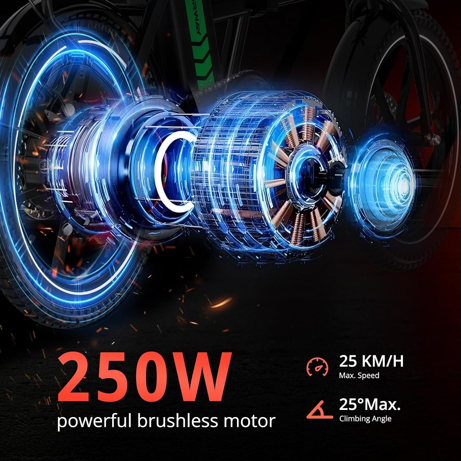 COLORWAY E Bike, Klapprad E-Fahrrad 16 Zoll, 36V 12Ah Herausnehmbarem Lithium-Akku, 250W Motor, Mini-E-Bike Mit 35-60Km Reichweite Für Erwachsene & Jugend