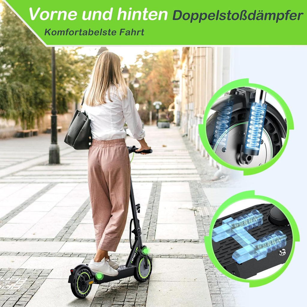 Elektroroller Mit Straßenzulassung, E Scooter Mit 10Ah Batterie Bis 40KM Reichweite, 10 Zoll E Roller, Erwachsene Elektro Scooter Bis 120Kg Und Stoßdämpfung，Ideal Für Pendler