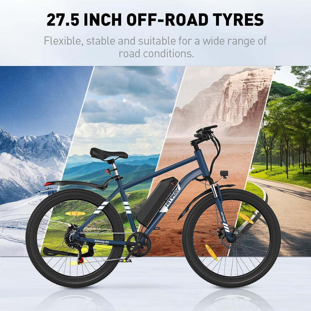 HITWAY E Bike 27,5" Elektrofahrrad E-Mountainbike Mit 250W Motor, 36V13AH Abnehmbaren Akku Bis Zu 60-100Km E-Fahrrad, 7 Gänge Pedelec Ebike Mit Stvzo