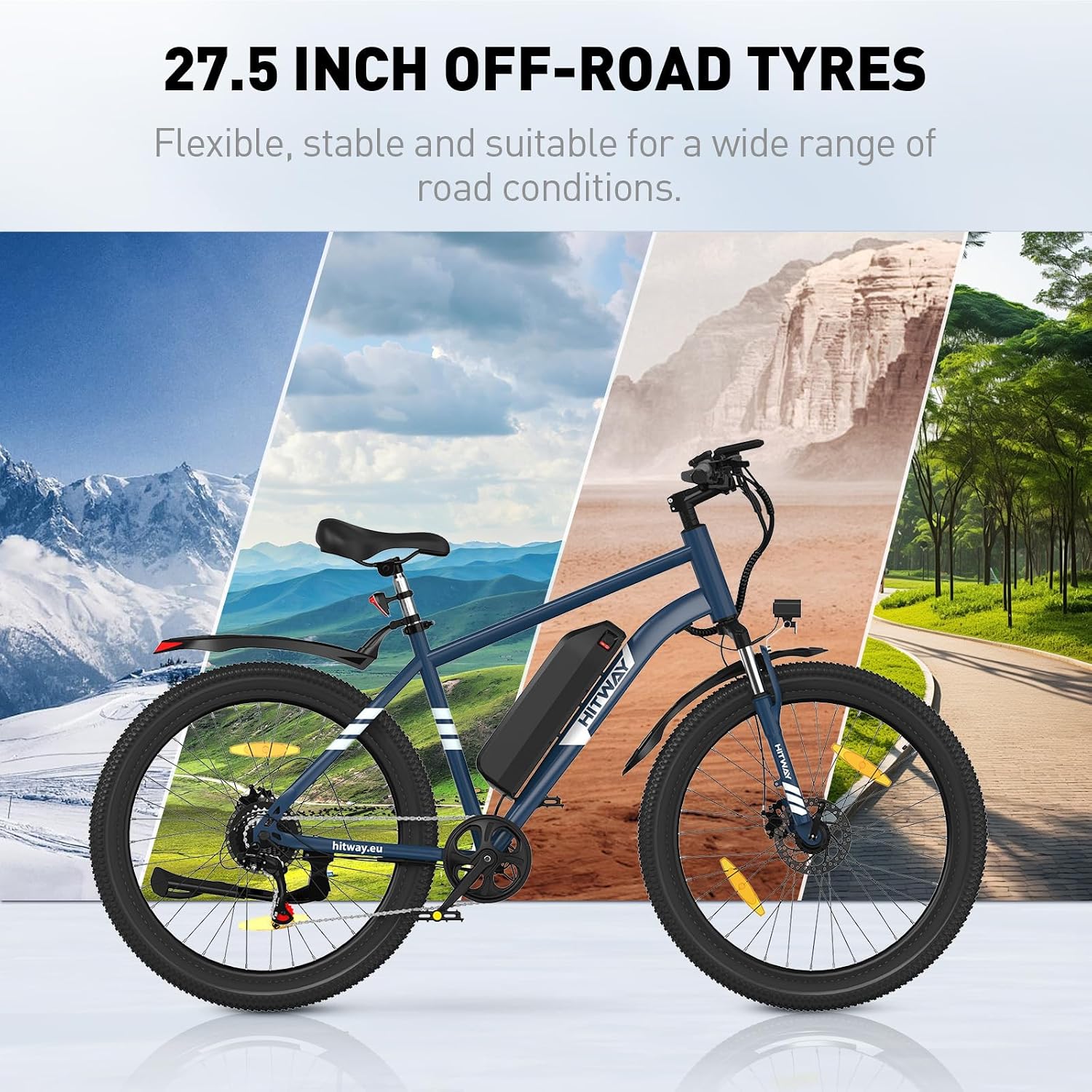 HITWAY E Bike 27,5" Elektrofahrrad E-Mountainbike Mit 250W Motor, 36V13AH Abnehmbaren Akku Bis Zu 60-100Km E-Fahrrad, 7 Gänge Pedelec Ebike Mit Stvzo
