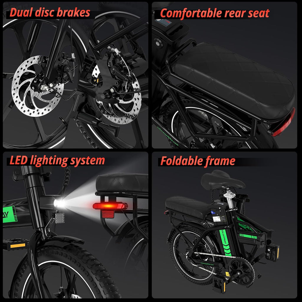 COLORWAY E Bike, Klapprad E-Fahrrad 16 Zoll, 36V 12Ah Herausnehmbarem Lithium-Akku, 250W Motor, Mini-E-Bike Mit 35-60Km Reichweite Für Erwachsene & Jugend