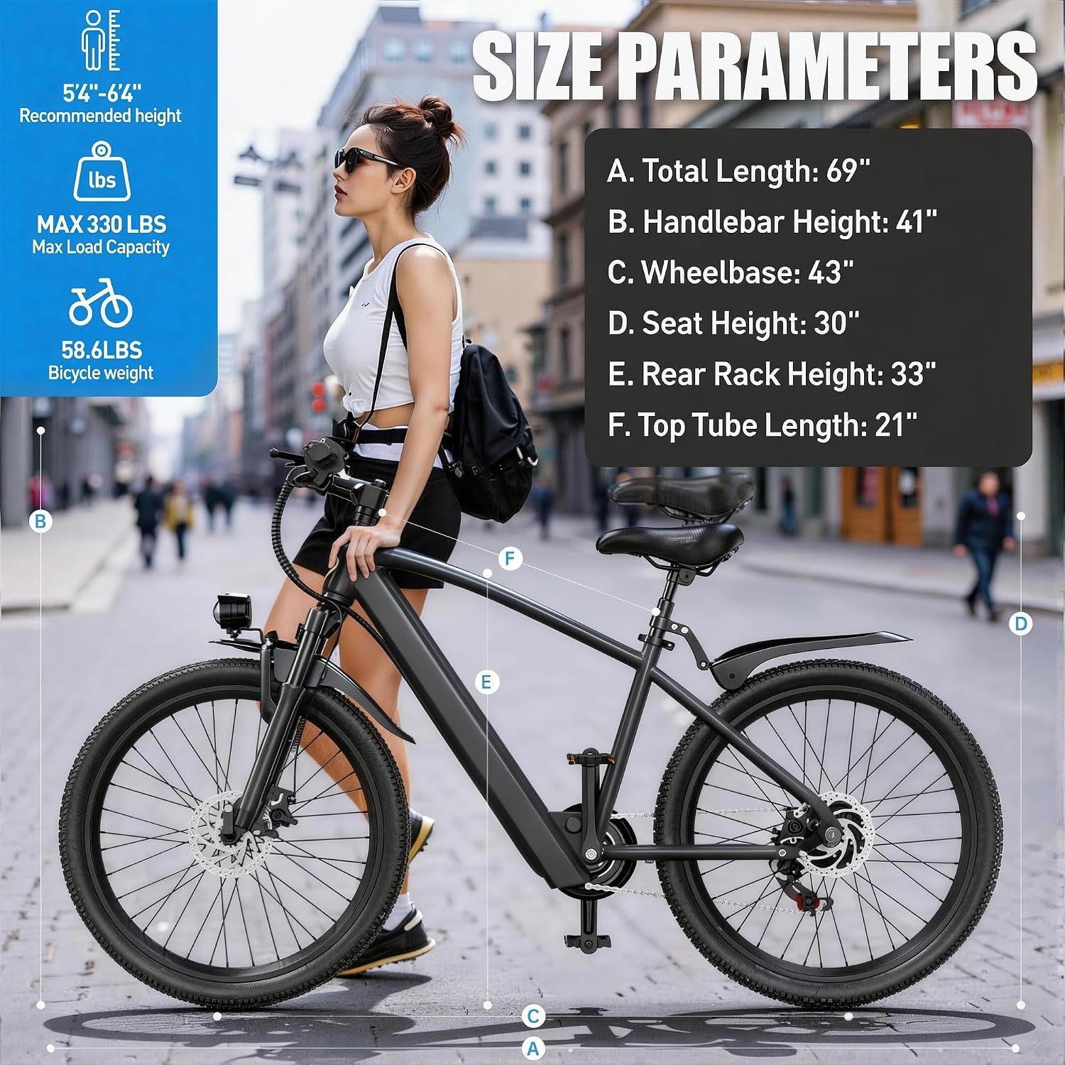 Eleglide E-Bike 26" Mit 7-Gang Schaltung 250W Motor 10Ah Akku Höchstgeschwindigkeit 25Km/H